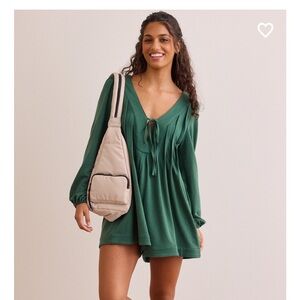 Green V-Neck Jumpsuit